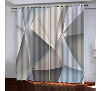 MAYNUO Rideaux Chambre Fille 3D Création Géométrique Grise Lot De 2 Rideau Occultant À Oeillets Chambre Enfant 200x200 Cm Fenêtre De Salon Moderne, Thermique Isolant Anti Froid, Décoration