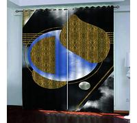 MAYNUO Rideaux Chambre Fille 3D Géométrie Dorée Et Noire Lot De 2 Rideau Occultant À Oeillets Chambre Enfant 200x200 Cm Fenêtre De Salon Moderne, Thermique Isolant Anti Froid, Décoration