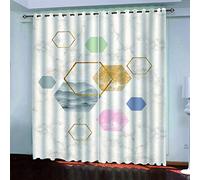 MAYNUO Rideaux Chambre Fille 3D Hexagone Géométrique Lot De 2 Rideau Occultant À Oeillets Chambre Enfant 200x200 Cm Fenêtre De Salon Moderne, Thermique Isolant Anti Froid, Décoration