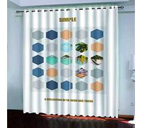 MAYNUO Rideaux Chambre Fille 3D Hexagone Géométrique Simple Lot De 2 Rideau Occultant À Oeillets Chambre Enfant 200x200 Cm Fenêtre De Salon Moderne, Thermique Isolant Anti Froid, Décoration