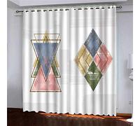 MAYNUO Rideaux Chambre Fille 3D Imprimé Triangulaire Géométrique Lot De 2 Rideau Occultant À Oeillets Chambre Enfant 200x200 Cm Fenêtre De Salon Moderne, Thermique Isolant Anti Froid, Décoration