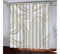 MAYNUO Rideaux Chambre Fille 3D Lignes Abstraites Dorées Lot De 2 Rideau Occultant À Oeillets Chambre Enfant 200x200 Cm Fenêtre De Salon Moderne, Thermique Isolant Anti Froid, Décoration