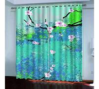 MAYNUO Rideaux Chambre Fille 3D Motif Abstrait De Fleurs De Prunier Lot De 2 Rideau Occultant À Oeillets Chambre Enfant 200x200 Cm Fenêtre De Salon Moderne, Thermique Isolant Anti Froid, Décoration