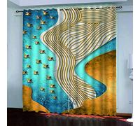 MAYNUO Rideaux Chambre Fille 3D Oiseau Doré Lignes Artistiques Lot De 2 Rideau Occultant À Oeillets Chambre Enfant 200x200 Cm Fenêtre De Salon Moderne, Thermique Isolant Anti Froid, Décoration