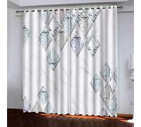 MAYNUO Rideaux Chambre Fille 3D Texture Géométrique À Carreaux Lot De 2 Rideau Occultant À Oeillets Chambre Enfant 200x200 Cm Fenêtre De Salon Moderne, Thermique Isolant Anti Froid, Décoration