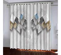 MAYNUO Rideaux Chambre Fille 3D Texture Géométrique Grise Lot De 2 Rideau Occultant À Oeillets Chambre Enfant 200x200 Cm Fenêtre De Salon Moderne, Thermique Isolant Anti Froid, Décoration