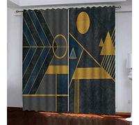 MAYNUO Rideaux Chambre Fille 3D Triangle Géométrique Doré Lot De 2 Rideau Occultant À Oeillets Chambre Enfant 200x200 Cm Fenêtre De Salon Moderne, Thermique Isolant Anti Froid, Décoration