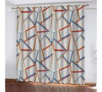 MAYNUO Rideaux Chambre Fille 3D Triangle Géométrique Lot De 2 Rideau Occultant À Oeillets Chambre Enfant 200x200 Cm Fenêtre De Salon Moderne, Thermique Isolant Anti Froid, Décoration