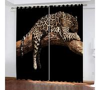 MAYNUO Rideaux Enfants pour Chambre 3D Animal Créatif : Léopard Occultant À Oeillets Rideau Anti Froid Thermique Isolant À Motif 140x160 Cm Occultants Isolant Thermiques