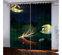 MAYNUO Rideaux Enfants pour Chambre 3D Animaux Abstraits De Bande Dessinée : Cerfs Élaphes Occultant À Oeillets Rideau Anti Froid Thermique Isolant À Motif 140x160 Cm Occultants Isolant Thermiques