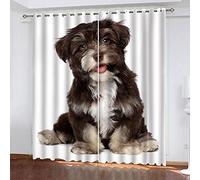 MAYNUO Rideaux Enfants pour Chambre 3D Animaux De Bande Dessinée : Petit Chien Occultant À Oeillets Rideau Anti Froid Thermique Isolant À Motif 140x160 Cm Occultants Isolant Thermiques