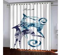 MAYNUO Rideaux Enfants pour Chambre 3D Art Abstrait Bleu Et Petit Cerf Occultant À Oeillets Rideau Anti Froid Thermique Isolant À Motif 140x160 Cm Occultants Isolant Thermiques
