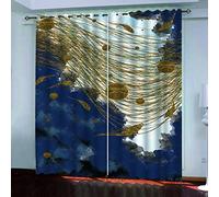 MAYNUO Rideaux Enfants pour Chambre 3D Art Abstrait Gris Doré Occultant À Oeillets Rideau Anti Froid Thermique Isolant À Motif 140x160 Cm Occultants Isolant Thermiques
