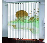 MAYNUO Rideaux Enfants pour Chambre 3D Art Au Clair De Lune Doré Occultant À Oeillets Rideau Anti Froid Thermique Isolant À Motif 140x160 Cm Occultants Isolant Thermiques
