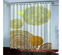 MAYNUO Rideaux Enfants pour Chambre 3D Cercles Abstraits Dorés Occultant À Oeillets Rideau Anti Froid Thermique Isolant À Motif 140x160 Cm Occultants Isolant Thermiques