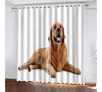 MAYNUO Rideaux Enfants pour Chambre 3D Chien Doré Occultant À Oeillets Rideau Anti Froid Thermique Isolant À Motif 140x160 Cm Occultants Isolant Thermiques
