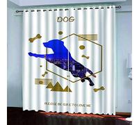 MAYNUO Rideaux Enfants pour Chambre 3D Chien Violet Abstrait Occultant À Oeillets Rideau Anti Froid Thermique Isolant À Motif 140x160 Cm Occultants Isolant Thermiques