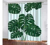 MAYNUO Rideaux Enfants pour Chambre 3D Feuille Verte Abstraite Occultant À Oeillets Rideau Anti Froid Thermique Isolant À Motif 140x160 Cm Occultants Isolant Thermiques