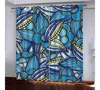 MAYNUO Rideaux Enfants pour Chambre 3D Fleur Bleue Abstraite Occultant À Oeillets Rideau Anti Froid Thermique Isolant À Motif 140x160 Cm Occultants Isolant Thermiques