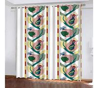 MAYNUO Rideaux Enfants pour Chambre 3D Fleurs Végétales Créatives Occultant À Oeillets Rideau Anti Froid Thermique Isolant À Motif 140x160 Cm Occultants Isolant Thermiques