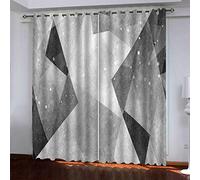 MAYNUO Rideaux Enfants pour Chambre 3D Géométrie Créative en Noir Et Blanc Occultant À Oeillets Rideau Anti Froid Thermique Isolant À Motif 140x160 Cm Occultants Isolant Thermiques