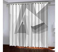 MAYNUO Rideaux Enfants pour Chambre 3D Géométrie Stéréo Gris Occultant À Oeillets Rideau Anti Froid Thermique Isolant À Motif 140x160 Cm Occultants Isolant Thermiques
