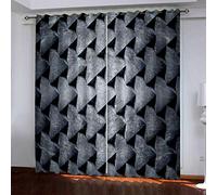 MAYNUO Rideaux Enfants pour Chambre 3D Géométrie Stéréoscopique Grise Occultant À Oeillets Rideau Anti Froid Thermique Isolant À Motif 140x160 Cm Occultants Isolant Thermiques