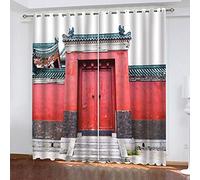 MAYNUO Rideaux Enfants pour Chambre 3D Grande Porte Rouge Occultant À Oeillets Rideau Anti Froid Thermique Isolant À Motif 140x160 Cm Occultants Isolant Thermiques