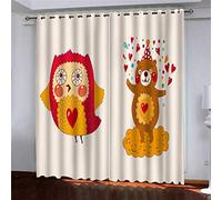 MAYNUO Rideaux Enfants pour Chambre 3D Hibou Et Ourson Cartoon Occultant À Oeillets Rideau Anti Froid Thermique Isolant À Motif 140x160 Cm Occultants Isolant Thermiques