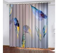 MAYNUO Rideaux Enfants pour Chambre 3D Imprimé Abstrait De Plumes Occultant À Oeillets Rideau Anti Froid Thermique Isolant À Motif 140x160 Cm Occultants Isolant Thermiques