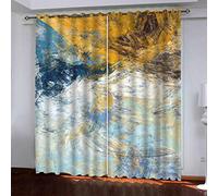 MAYNUO Rideaux Enfants pour Chambre 3D Imprimé Abstrait Texturé Occultant À Oeillets Rideau Anti Froid Thermique Isolant À Motif 140x160 Cm Occultants Isolant Thermiques