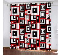 MAYNUO Rideaux Enfants pour Chambre 3D Imprimé Géométrique À Carreaux Occultant À Oeillets Rideau Anti Froid Thermique Isolant À Motif 140x160 Cm Occultants Isolant Thermiques