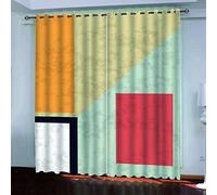 MAYNUO Rideaux Enfants pour Chambre 3D Imprimé Géométrique Rouge Créatif Occultant À Oeillets Rideau Anti Froid Thermique Isolant À Motif 140x160 Cm Occultants Isolant Thermiques