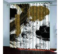 MAYNUO Rideaux Enfants pour Chambre 3D Imprimés Abstraits Dorés Et Noirs Occultant À Oeillets Rideau Anti Froid Thermique Isolant À Motif 140x160 Cm Occultants Isolant Thermiques