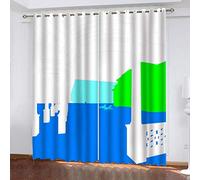 MAYNUO Rideaux Enfants pour Chambre 3D Imprimés Créatifs Bleus Et Verts Occultant À Oeillets Rideau Anti Froid Thermique Isolant À Motif 140x160 Cm Occultants Isolant Thermiques