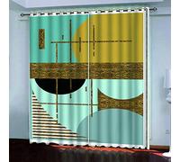 MAYNUO Rideaux Enfants pour Chambre 3D Imprimés Géométriques Abstraits Occultant À Oeillets Rideau Anti Froid Thermique Isolant À Motif 140x160 Cm Occultants Isolant Thermiques