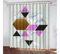 MAYNUO Rideaux Enfants pour Chambre 3D Imprimés Géométriques Créatifs Occultant À Oeillets Rideau Anti Froid Thermique Isolant À Motif 140x160 Cm Occultants Isolant Thermiques