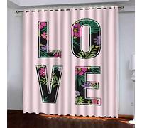 MAYNUO Rideaux Enfants pour Chambre 3D Lettres Créatives Fond Rose Occultant À Oeillets Rideau Anti Froid Thermique Isolant À Motif 140x160 Cm Occultants Isolant Thermiques