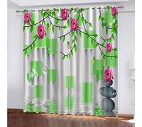 MAYNUO Rideaux Enfants pour Chambre 3D Lianes Roses Créatives Occultant À Oeillets Rideau Anti Froid Thermique Isolant À Motif 140x160 Cm Occultants Isolant Thermiques