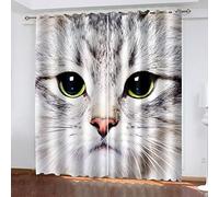 MAYNUO Rideaux Enfants pour Chambre 3D Mignon Chat De Compagnie Rideau Occultant À Oeillets Rideau Anti Froid Rideau Thermique Isolant Rideau À Motif 140x160 Cm Rideaux Occultants Isolant Thermiques