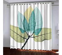 MAYNUO Rideaux Enfants pour Chambre 3D Motif De Feuilles Abstrait Occultant À Oeillets Rideau Anti Froid Thermique Isolant À Motif 140x160 Cm Occultants Isolant Thermiques