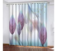 MAYNUO Rideaux Enfants pour Chambre 3D Motif De Feuilles Abstrait Occultant À Oeillets Rideau Anti Froid Thermique Isolant À Motif 140x160 Cm Occultants Isolant Thermiques