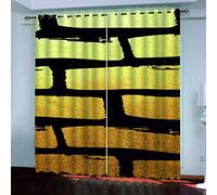 MAYNUO Rideaux Enfants pour Chambre 3D Noir Et Or Créatifs Occultant À Oeillets Rideau Anti Froid Thermique Isolant À Motif 140x160 Cm Occultants Isolant Thermiques