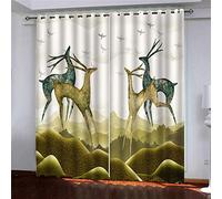 MAYNUO Rideaux Enfants pour Chambre 3D Petit Cerf dans La Forêt Abstraite Occultant À Oeillets Rideau Anti Froid Thermique Isolant À Motif 140x160 Cm Occultants Isolant Thermiques