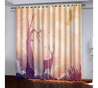 MAYNUO Rideaux Enfants pour Chambre 3D Petit Cerf Violet Abstrait Occultant À Oeillets Rideau Anti Froid Thermique Isolant À Motif 140x160 Cm Occultants Isolant Thermiques