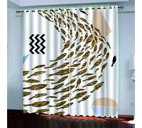 MAYNUO Rideaux Enfants pour Chambre 3D Poissons Dorés Créatifs Occultant À Oeillets Rideau Anti Froid Thermique Isolant À Motif 140x160 Cm Occultants Isolant Thermiques