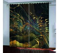MAYNUO Rideaux Enfants pour Chambre 3D Rivières Abstraites Dorées Occultant À Oeillets Rideau Anti Froid Thermique Isolant À Motif 140x160 Cm Occultants Isolant Thermiques