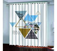 MAYNUO Rideaux Enfants pour Chambre 3D Style Méditerranéen Géométrique Occultant À Oeillets Rideau Anti Froid Thermique Isolant À Motif 140x160 Cm Occultants Isolant Thermiques