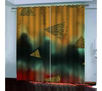 MAYNUO Rideaux Enfants pour Chambre 3D Triangles Créatifs Dorés Occultant À Oeillets Rideau Anti Froid Thermique Isolant À Motif 140x160 Cm Occultants Isolant Thermiques