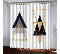 MAYNUO Rideaux Enfants pour Chambre 3D Triangles Dorés Occultant À Oeillets Rideau Anti Froid Thermique Isolant À Motif 140x160 Cm Occultants Isolant Thermiques